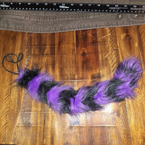 The Unbranded Brand Other - Purple Black Faux Fur Cosplay Tail Cat Fox Style Halloween Costume Accessory 1pc